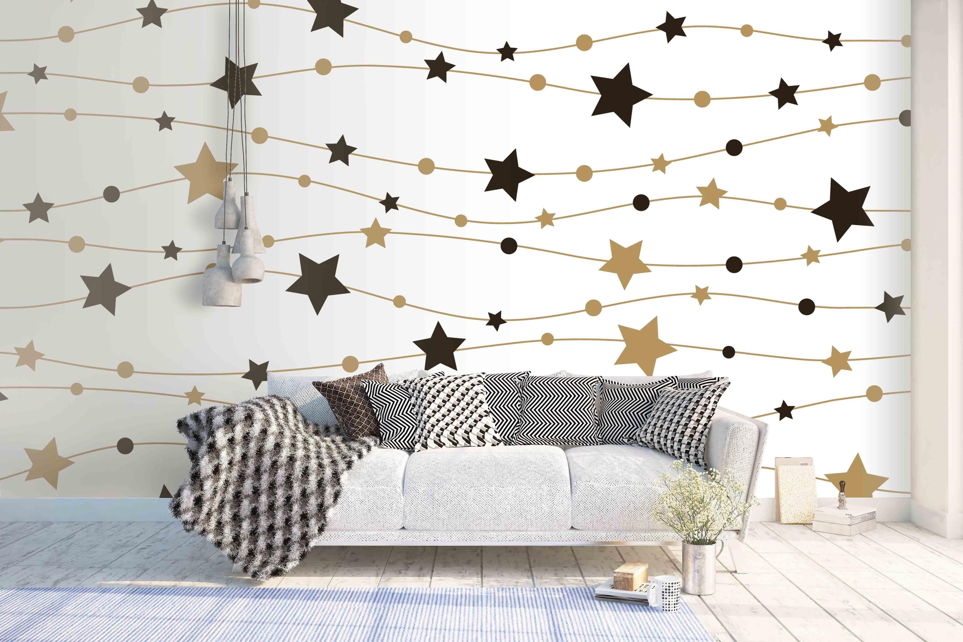 3D Black White  Star Line Wall Mural Wallpaper 19- Jess Art Decoration