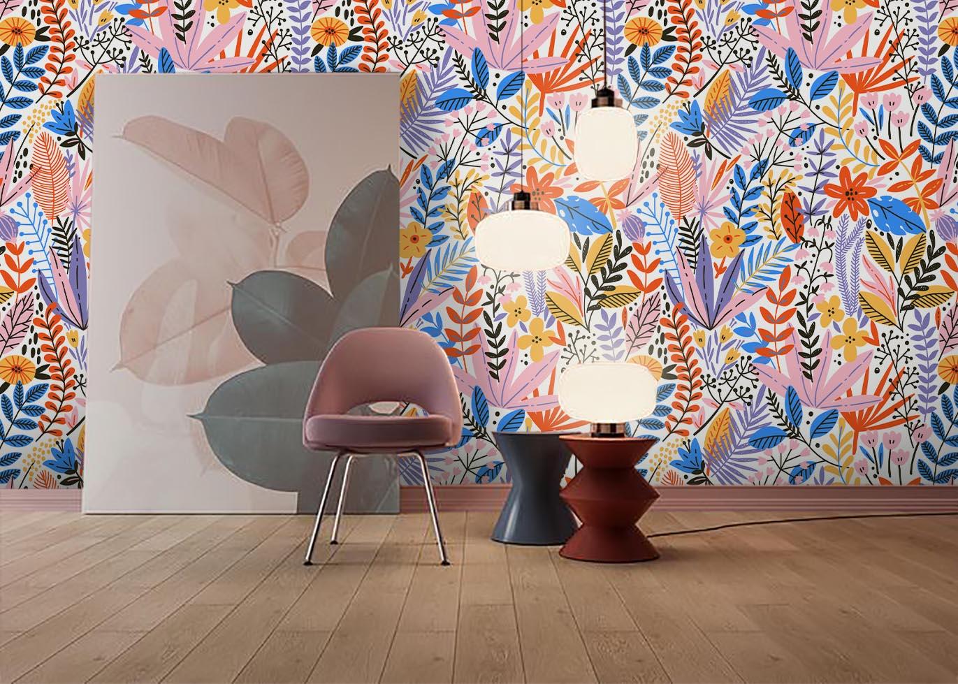 3D Pink Flowers Leaves Wall Mural Wallpaper 157- Jess Art Decoration