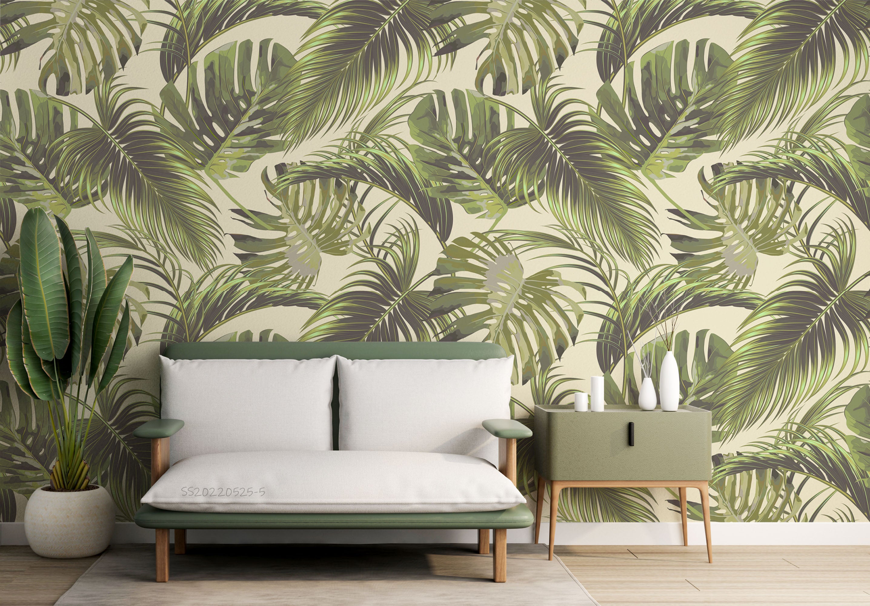 3D Tropical Plant Green Leaf Wall Mural Wallpaper GD 987- Jess Art Decoration