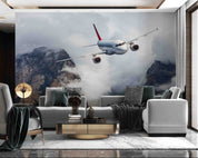 3D Sky Airplane Mountain Cloud Fog Wall Mural Wallpaper GD 541- Jess Art Decoration