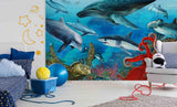 3D Sea Fish Shark Wall Mural Wallpaper WJ 6607- Jess Art Decoration