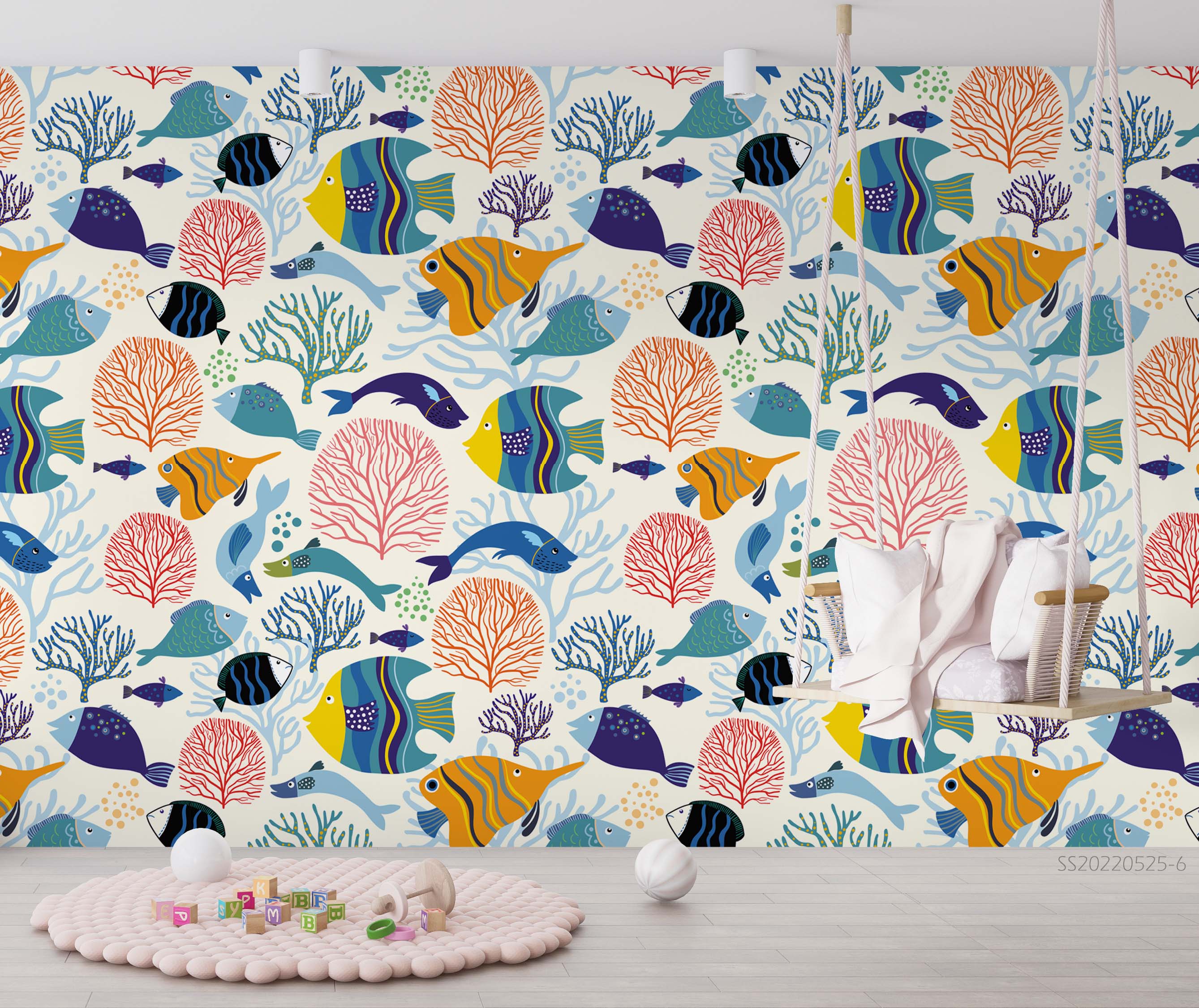 3D Cartoon Ocean Fish Coral Pattern Wall Mural Wallpaper GD 1199- Jess Art Decoration