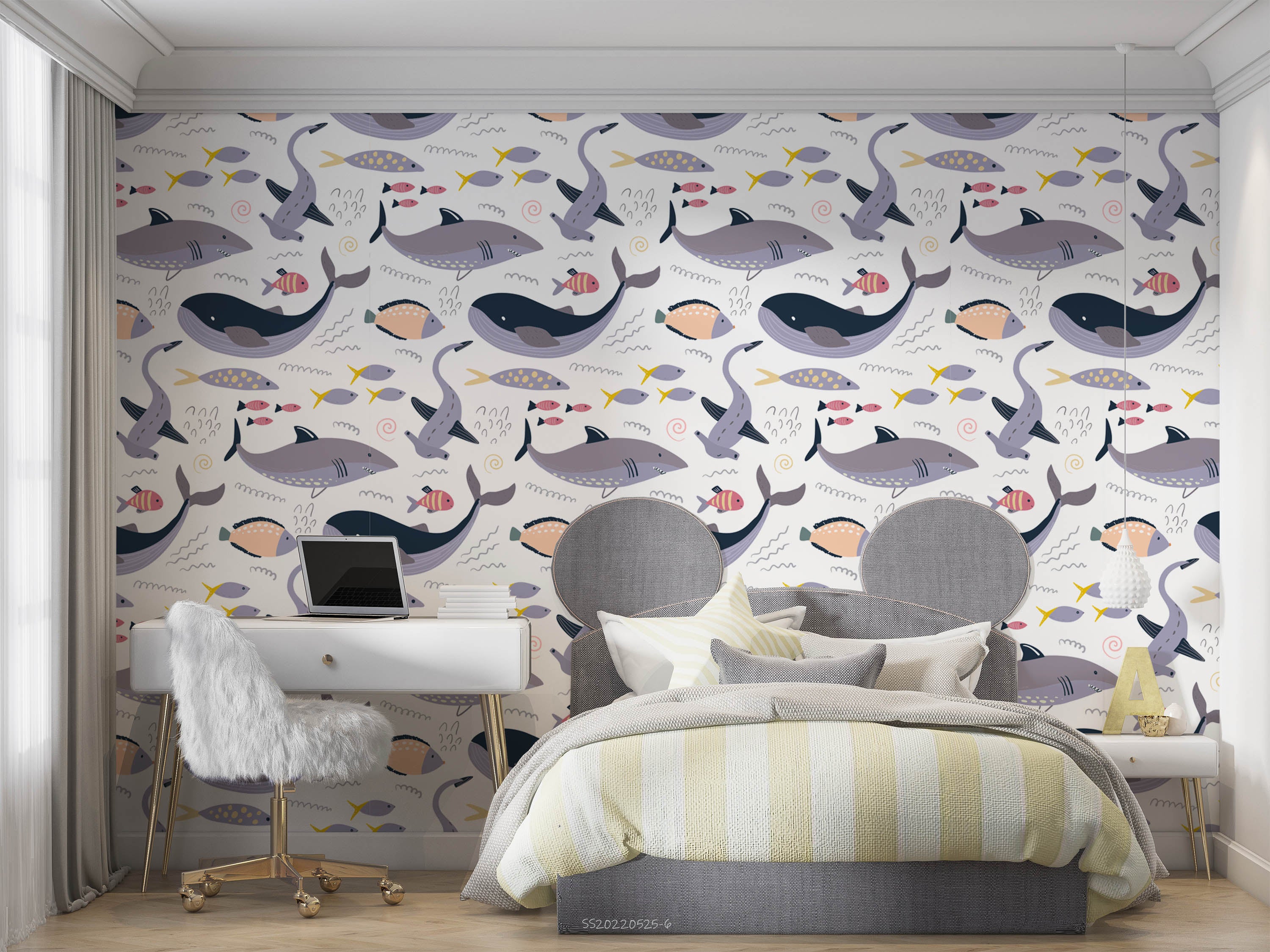 3D Cartoon Whale Shark Ocean Wall Mural Wallpaper GD 1212- Jess Art Decoration