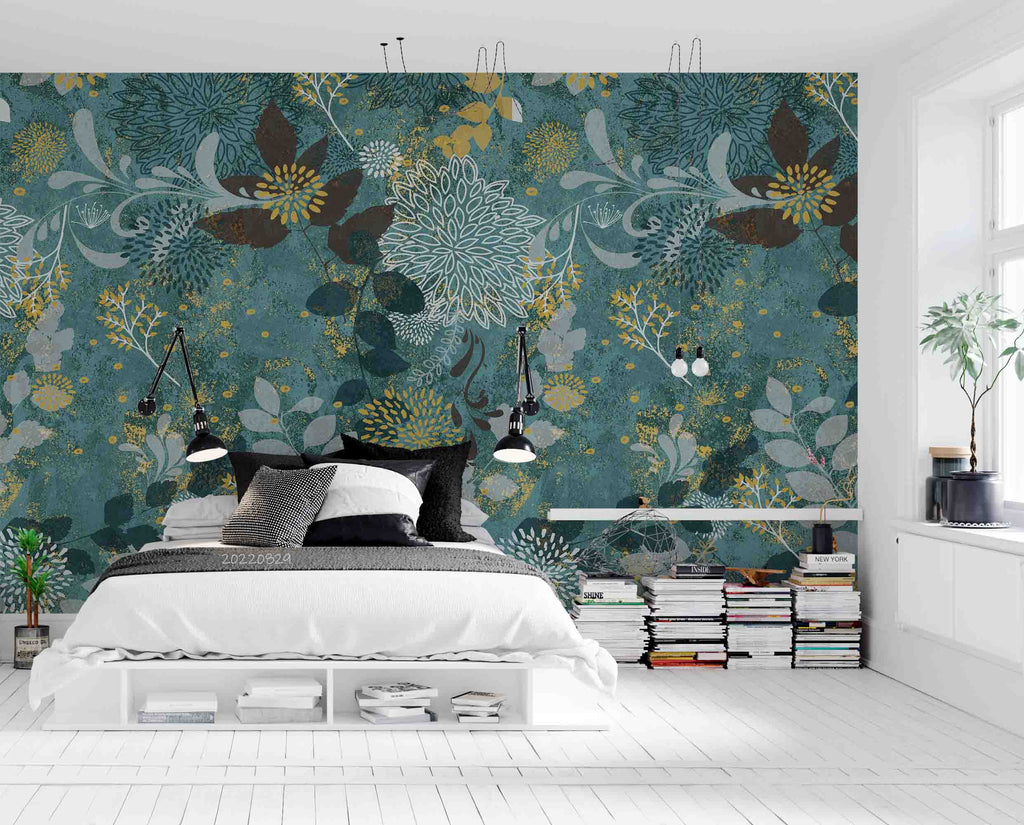 Premium PSD  Beautiful country style bedroom wall mockup