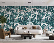 3D Vintage Tropical Leaves Dark Green Wall Mural Wallpaper GD 1258- Jess Art Decoration