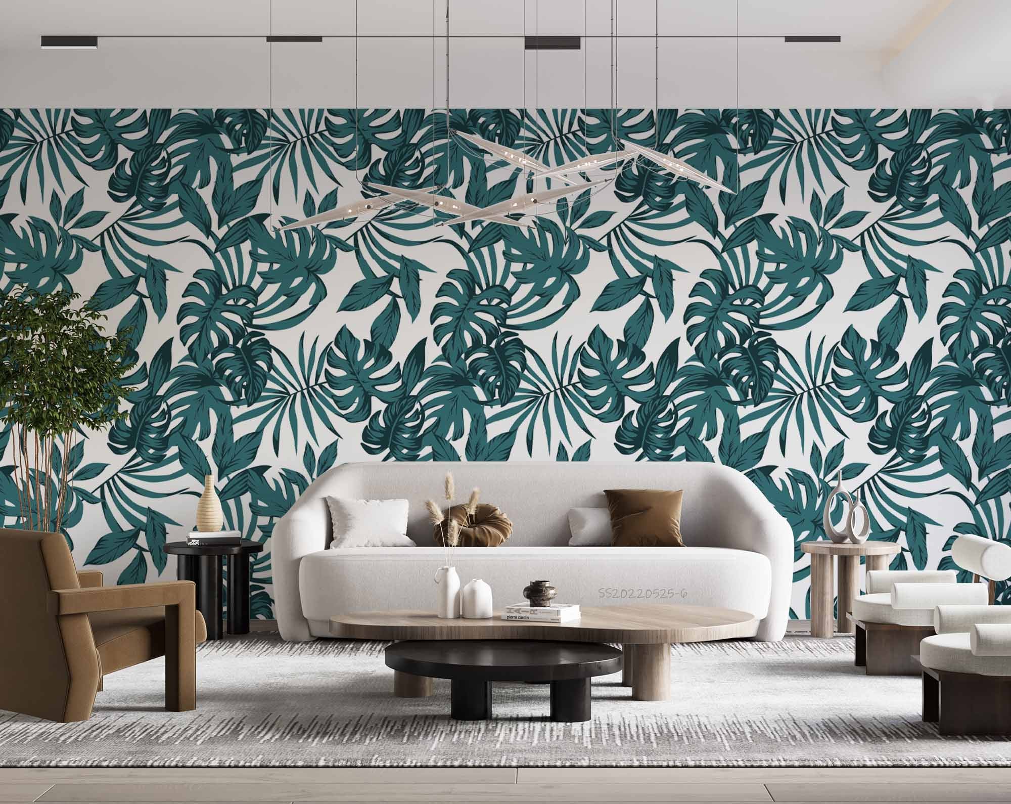 3D Vintage Tropical Leaves Dark Green Wall Mural Wallpaper GD 1258- Jess Art Decoration
