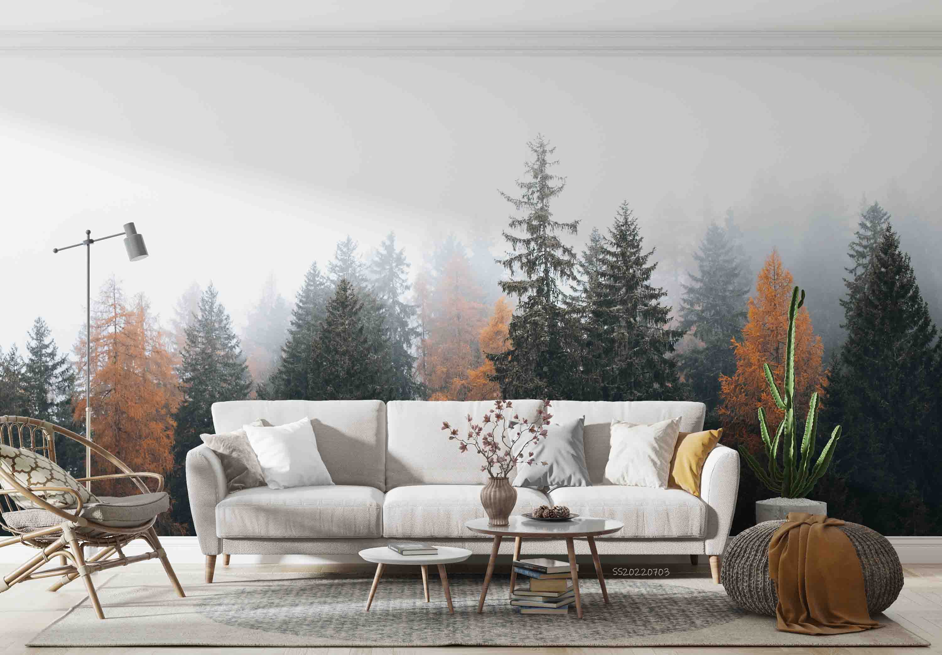 3D Autumn Forest Misty Landscape Wall Mural Wallpaper GD 1016- Jess Art Decoration