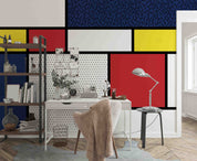 3D Retro Red Yellow Blue Geometric Background Wall Mural Wallpaper GD 1168- Jess Art Decoration
