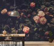 3D Vintage Pink Rose Flower Dark Leaf Wall Mural Wallpaper GD 690- Jess Art Decoration