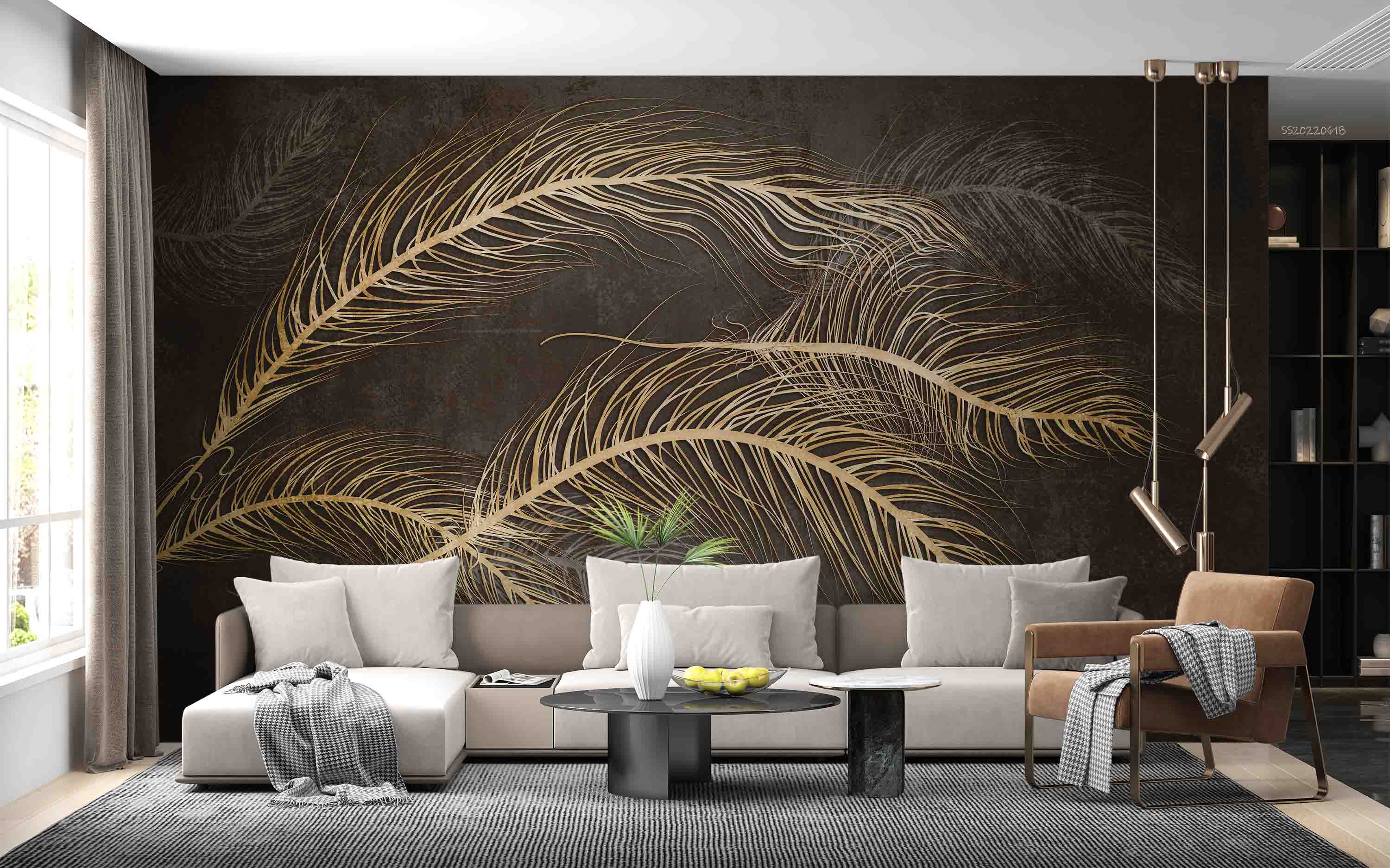 3D Vintage Feather Pattern Wall Mural Wallpaper GD 818- Jess Art Decoration