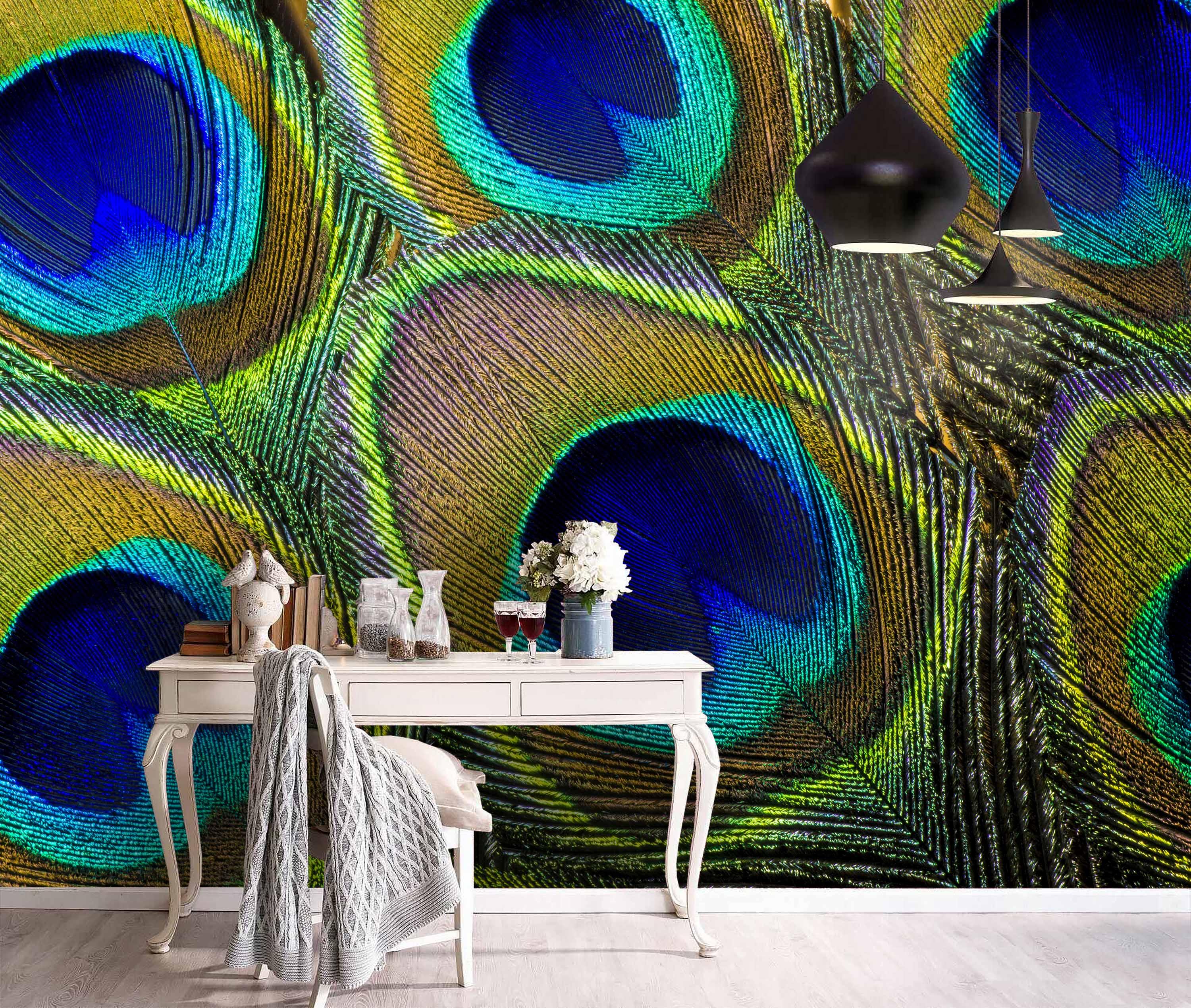 3D Peacock Feather Wall Mural Wallpaper 30- Jess Art Decoration