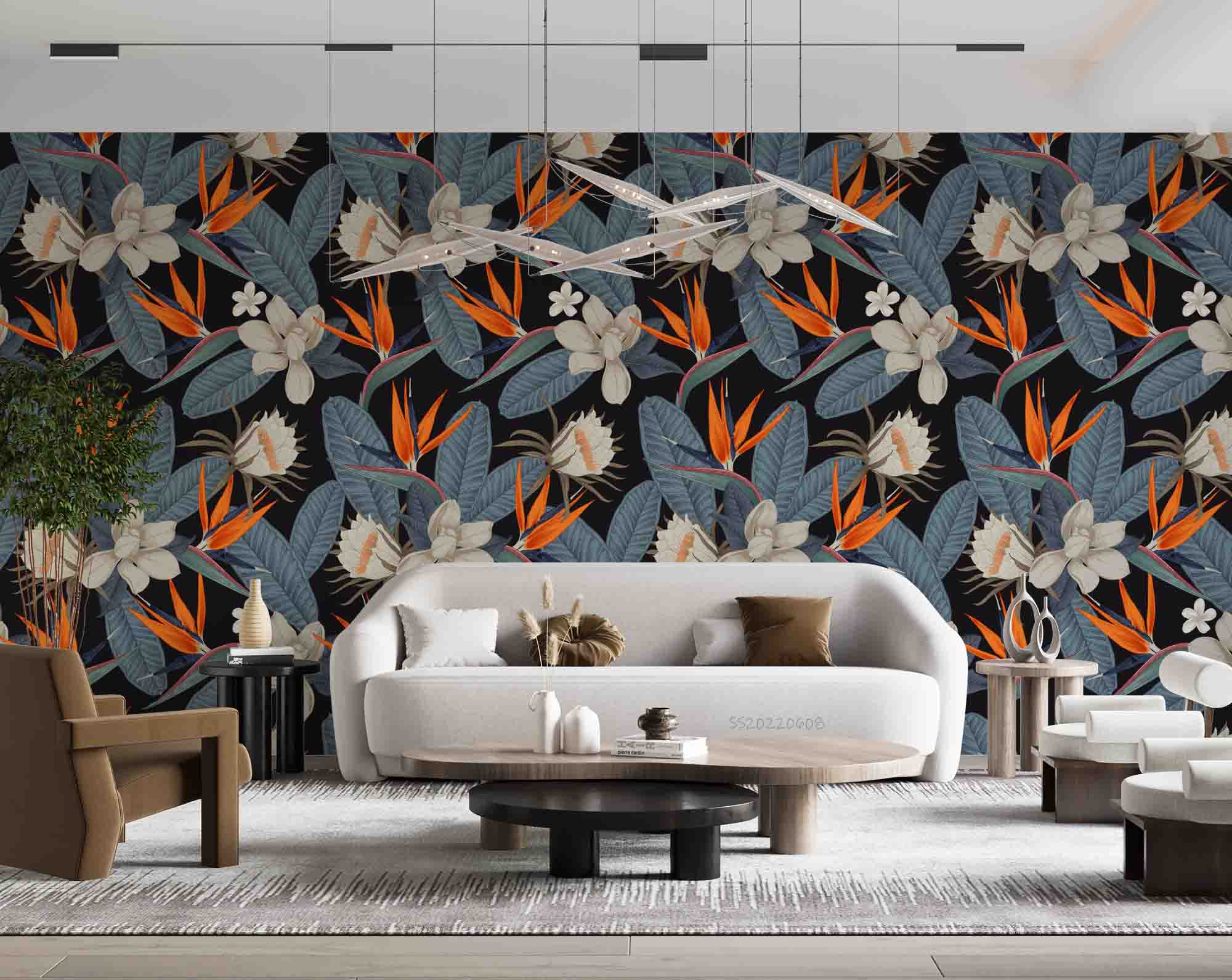 3D Vintage Floral Gray Leaf Wall Mural Wallpaper GD 470- Jess Art Decoration