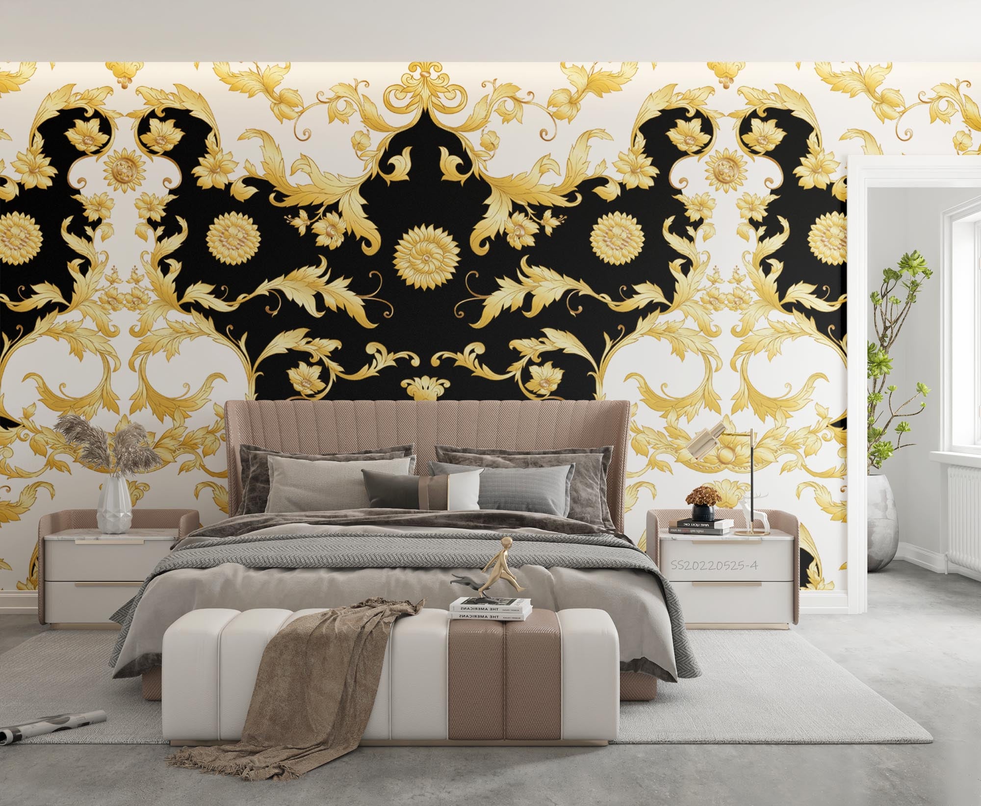 3D Vintage Baroque Floral Pattern Wall Mural Wallpaper GD 658- Jess Art Decoration
