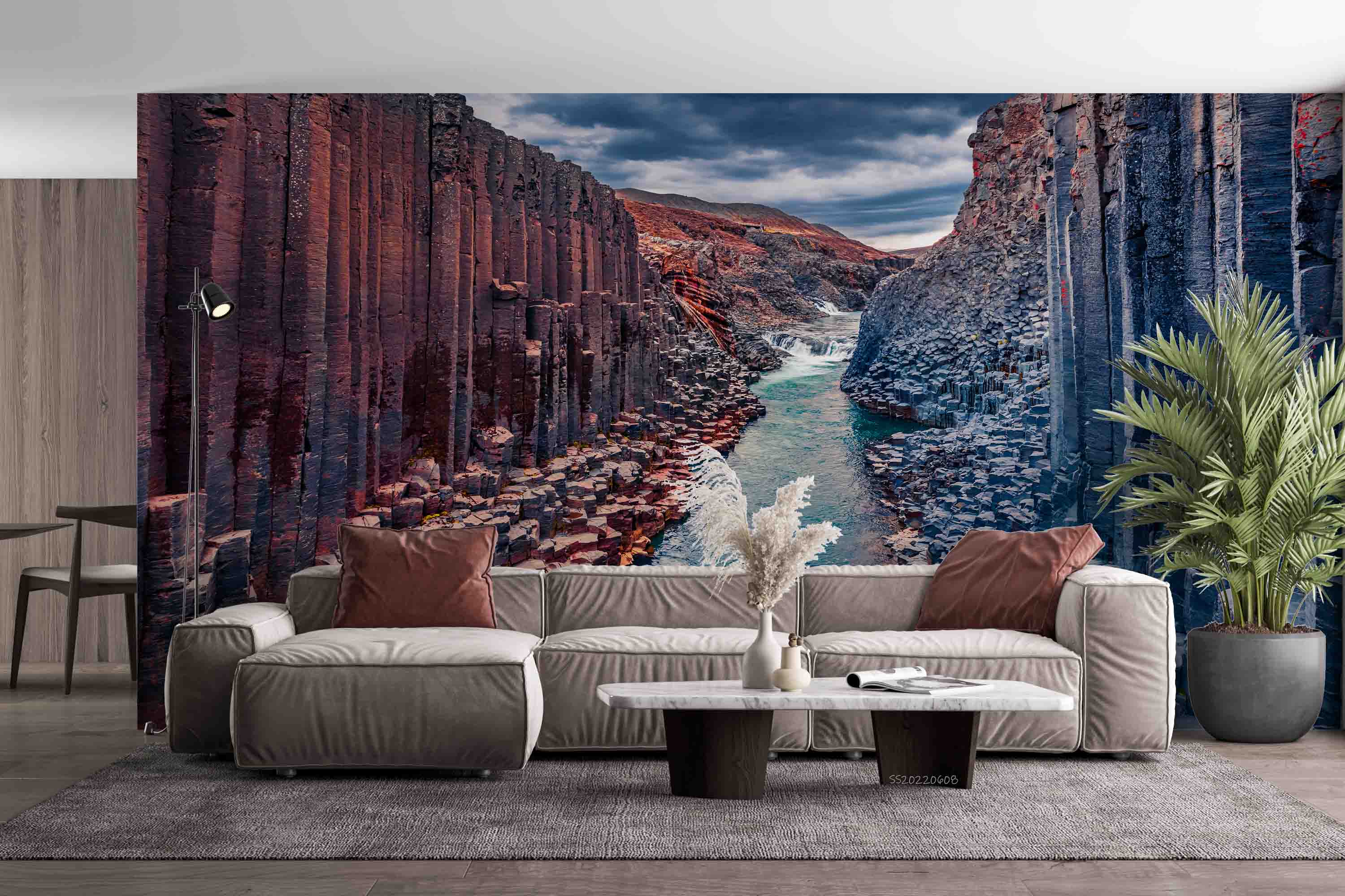 3D Summer Studlagil Canyon River Landscape Wall Mural Wallpaper GD 432- Jess Art Decoration