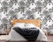 3D Sketch Peony Floral Pattern Black White Wall Mural Wallpaper GD 1329- Jess Art Decoration