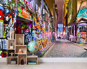 3D Abstract Colored Street Graffiti Wall Mural Wallpaper LQH 43- Jess Art Decoration