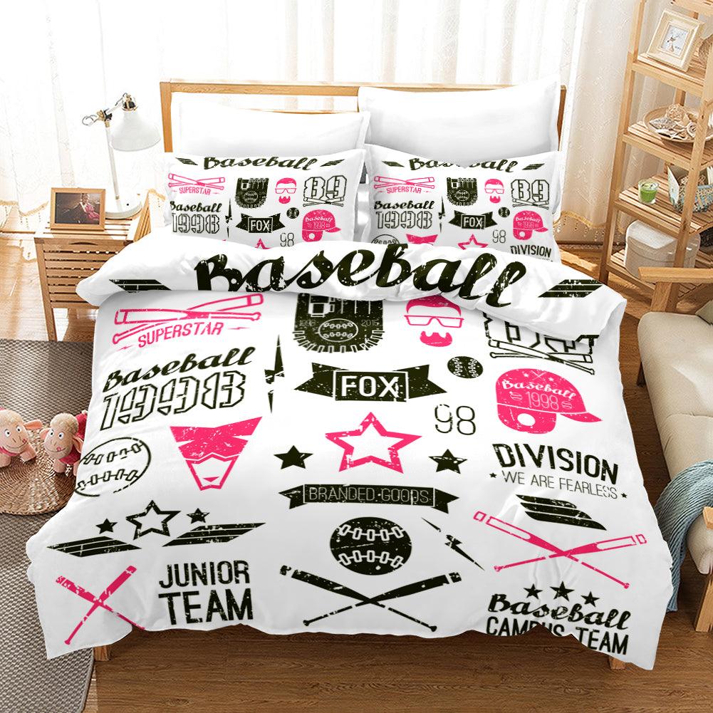 3D White Baseball Quilt Cover Set Bedding Set Pillowcases 05- Jess Art Decoration
