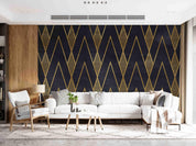 3D Black Gold Geometric Lines black gold geometric line pattern wall mural wallpaper for living room