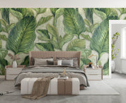 3D Vintage Tropical Green Leaf Wall Mural Wallpaper GD 668- Jess Art Decoration