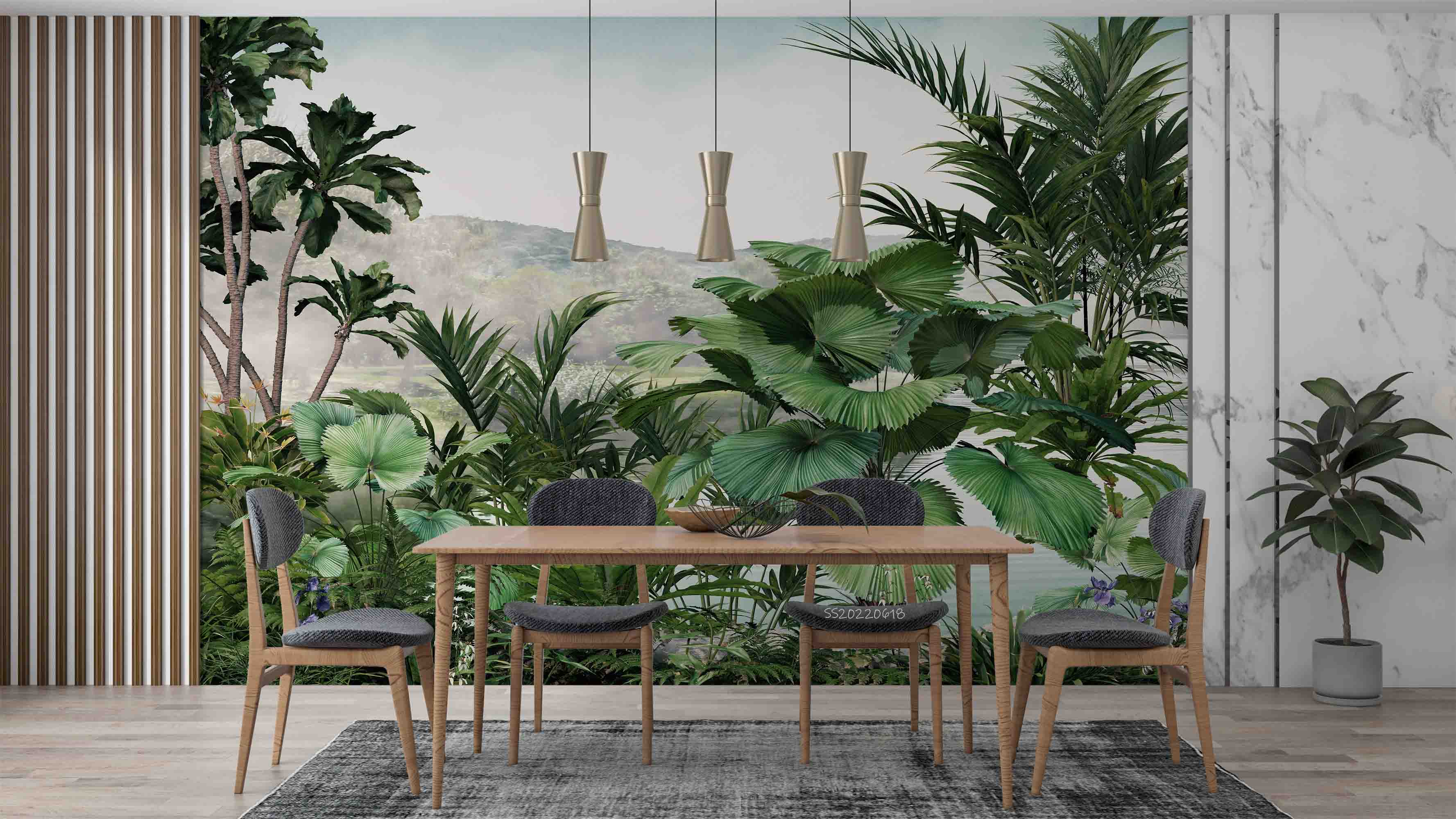 3D Tropical Jungle Palm Tree Leaf Landscape Wall Mural Wallpaper GD 847- Jess Art Decoration