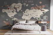 3D Gray World Map Airplane Wall Mural Wallpaper LQH 282- Jess Art Decoration
