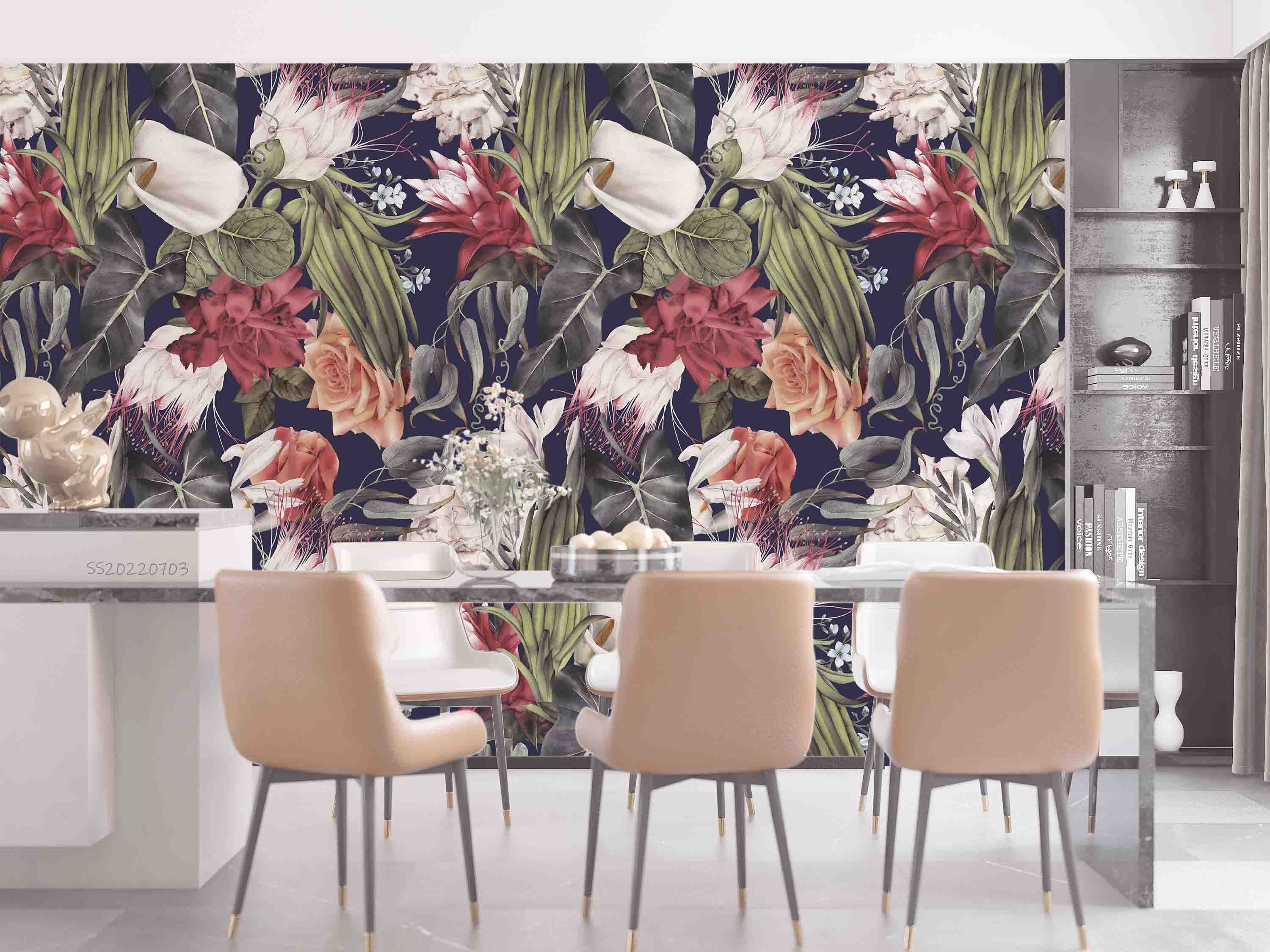 3D Beautiful Colorful Flower Green Leaf Background Wall Mural Wallpaper GD 1067- Jess Art Decoration