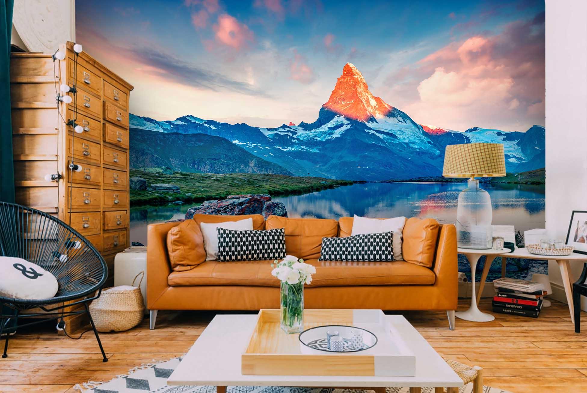3D Red Mountain Peak Wall Mural Wallpaper 94- Jess Art Decoration