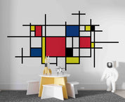 3D Modern Piet Mondrian Style Geometric Squares Wall Mural Wallpaper GD 1156- Jess Art Decoration