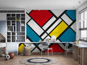 3D Vintage Background Mondrian Style Red Yellow Blue Wall Mural Wallpaper GD 1172- Jess Art Decoration