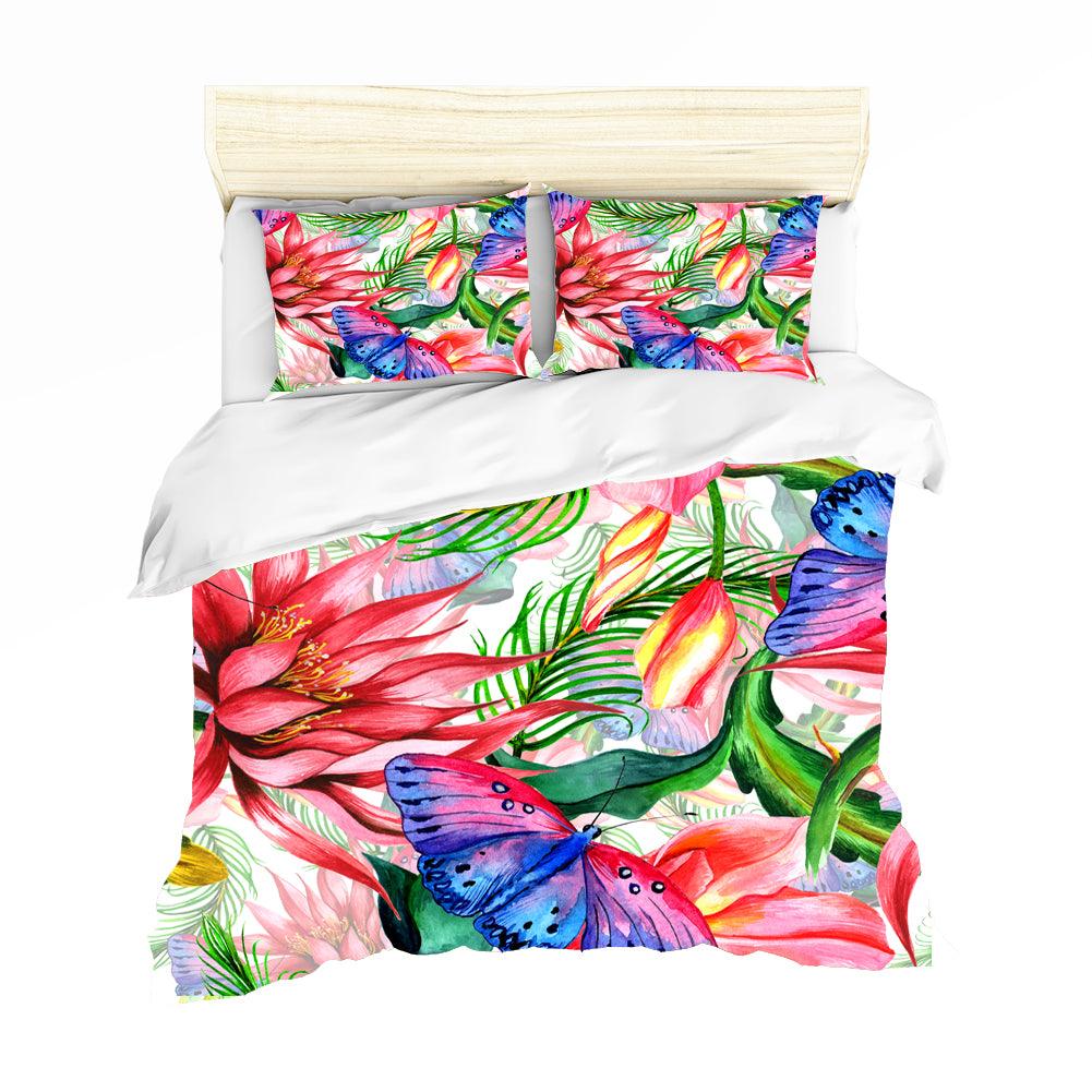 3D Watercolor Floral Butterfly Quilt Cover Set Bedding Set Pillowcases 87- Jess Art Decoration