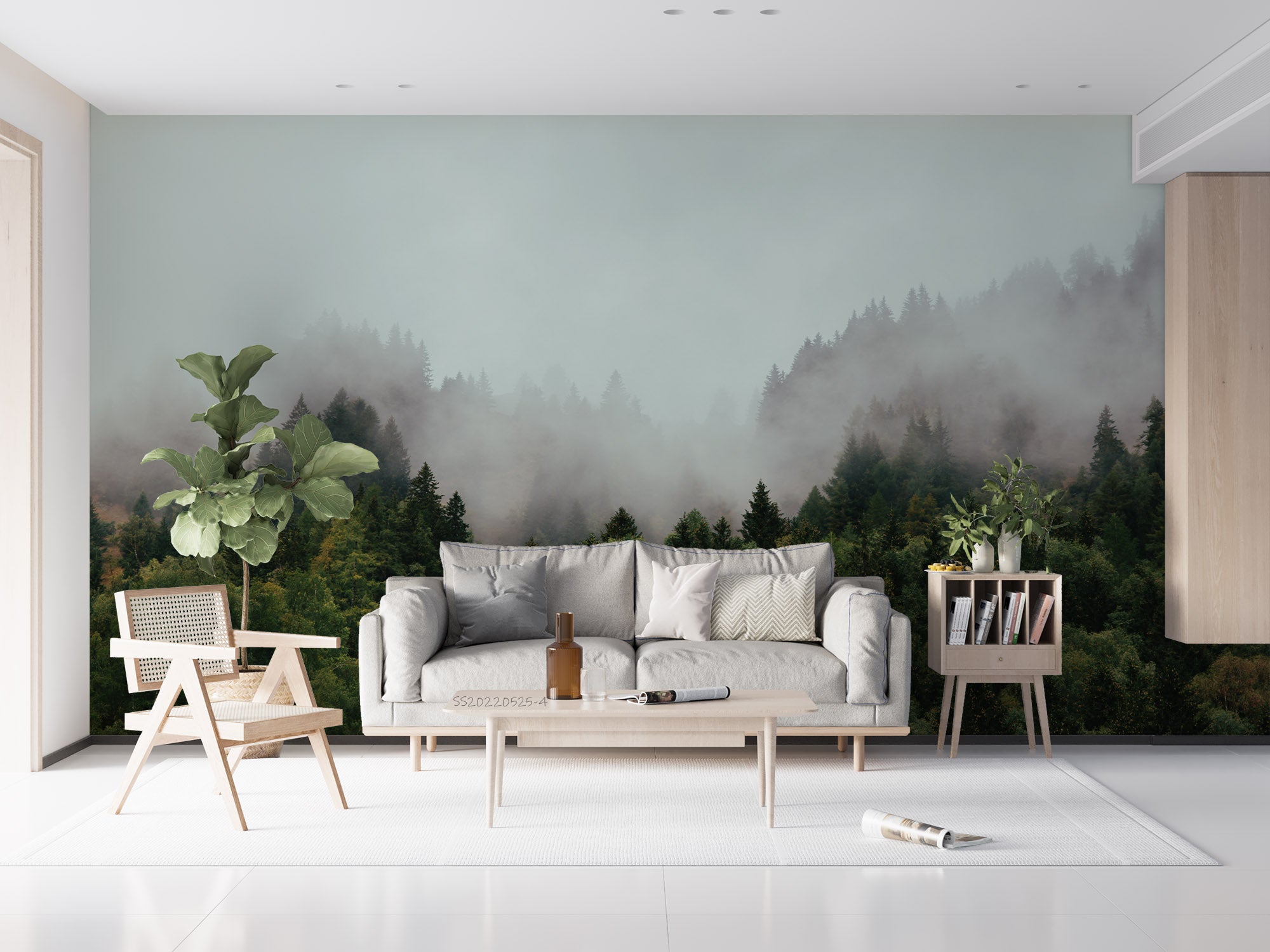 3D Green Forest Misty Trees Scenery Wall Mural Wallpaper GD 660- Jess Art Decoration