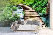 3D Wood Bridge Rill Plants Wall Mural Wallpaper 30- Jess Art Decoration