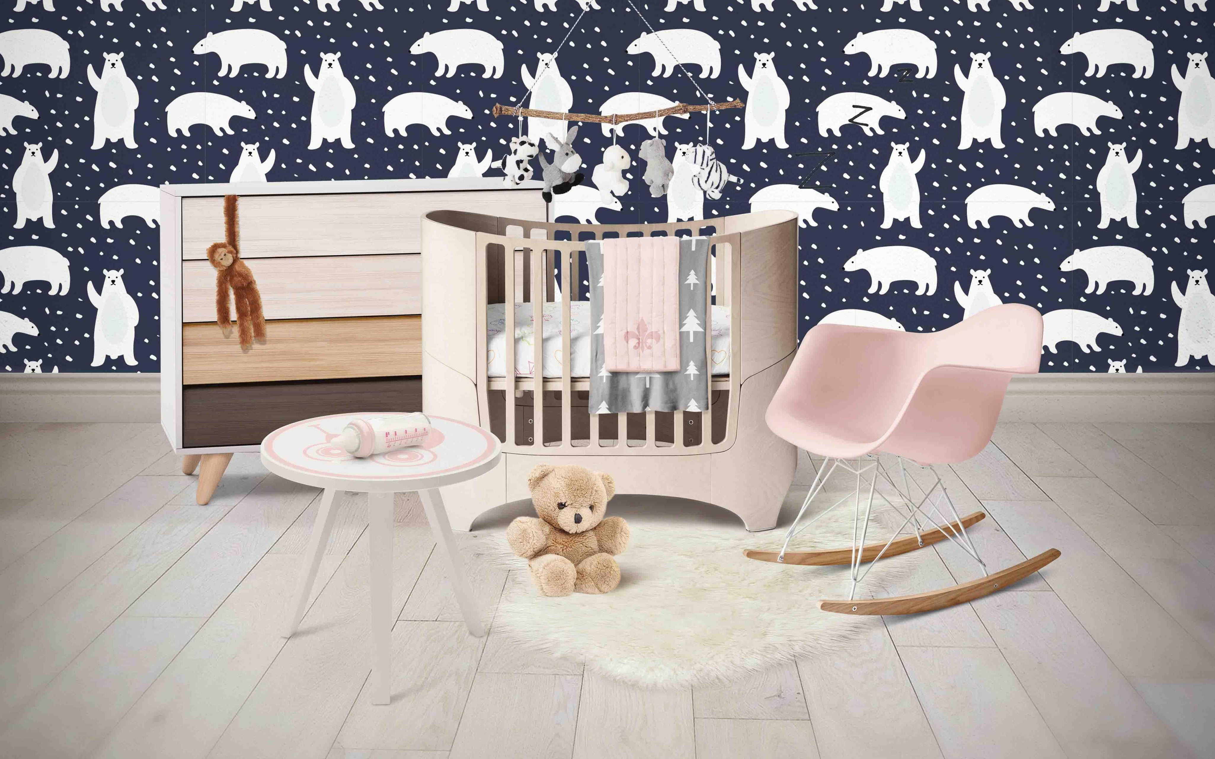 3D Polar Bear Dark Blue Wall Mural Wallpaper 114- Jess Art Decoration