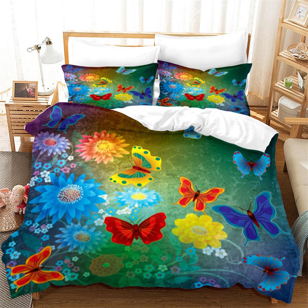 3D Color Floral Butterfly Quilt Cover Set Bedding Set Duvet Cover Pillowcases 170- Jess Art Decoration