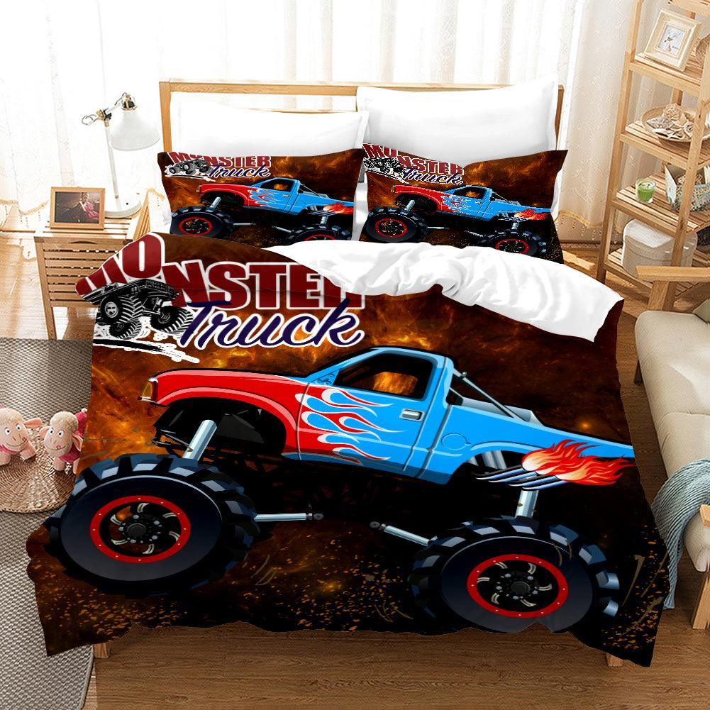 3D Cartoon Monster Truck Quilt Cover Set Bedding Set Duvet Cover Pillowcases WJ 1695- Jess Art Decoration