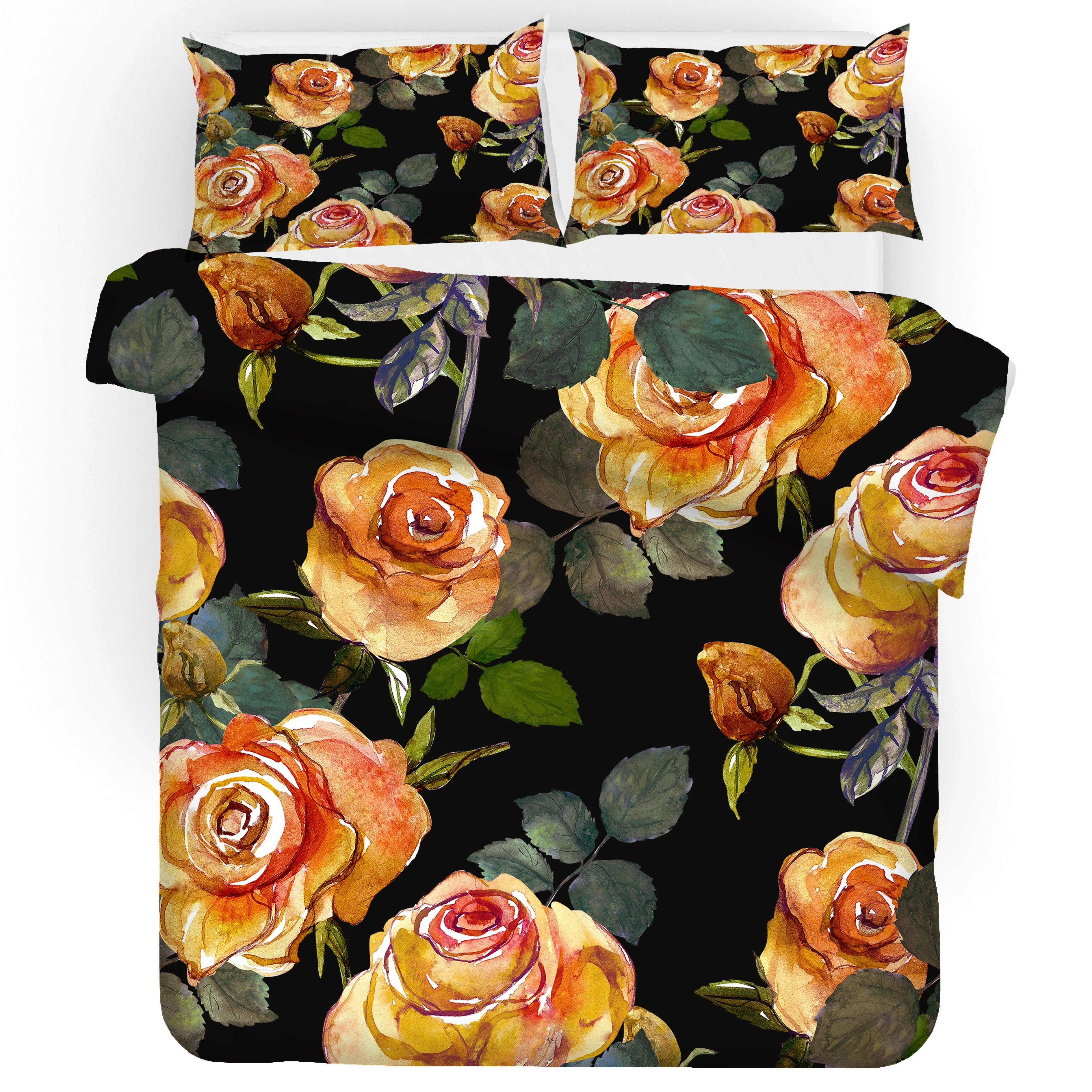3D Yellow Rose Quilt Cover Set Bedding Set Pillowcases 59- Jess Art Decoration