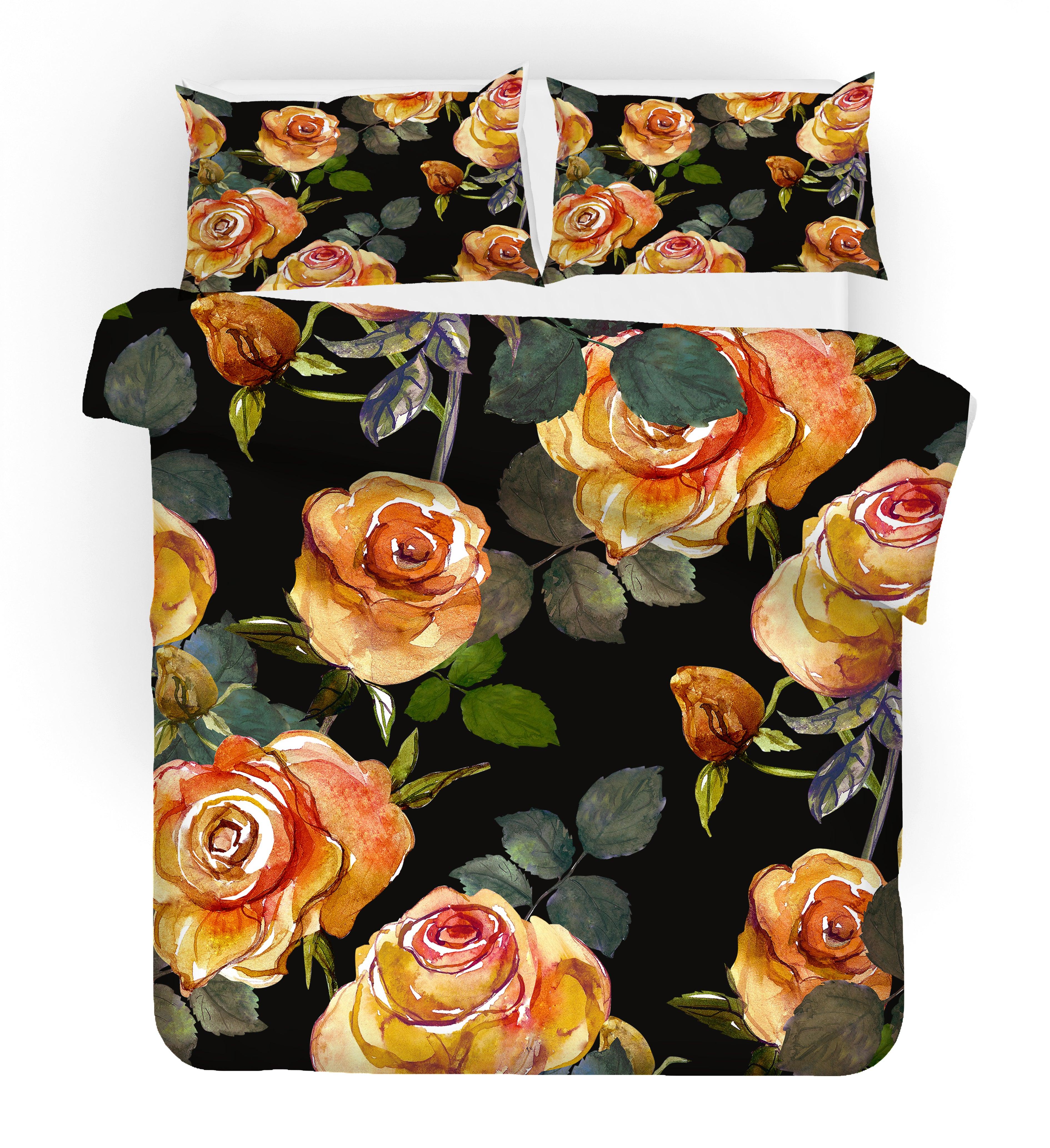 3D Yellow Rose Quilt Cover Set Bedding Set Pillowcases 59- Jess Art Decoration