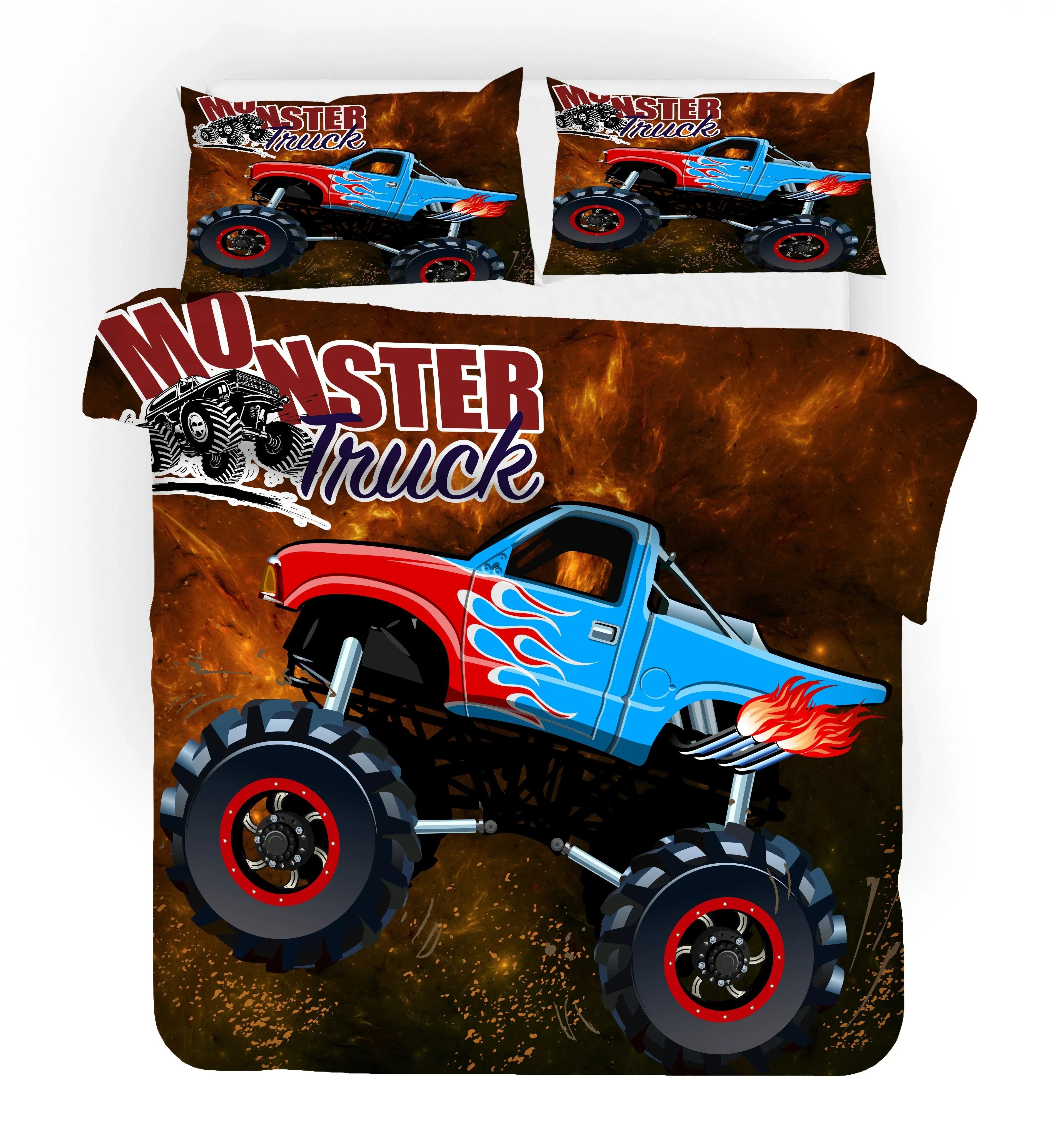 3D Cartoon Monster Truck Quilt Cover Set Bedding Set Duvet Cover Pillowcases WJ 1695- Jess Art Decoration