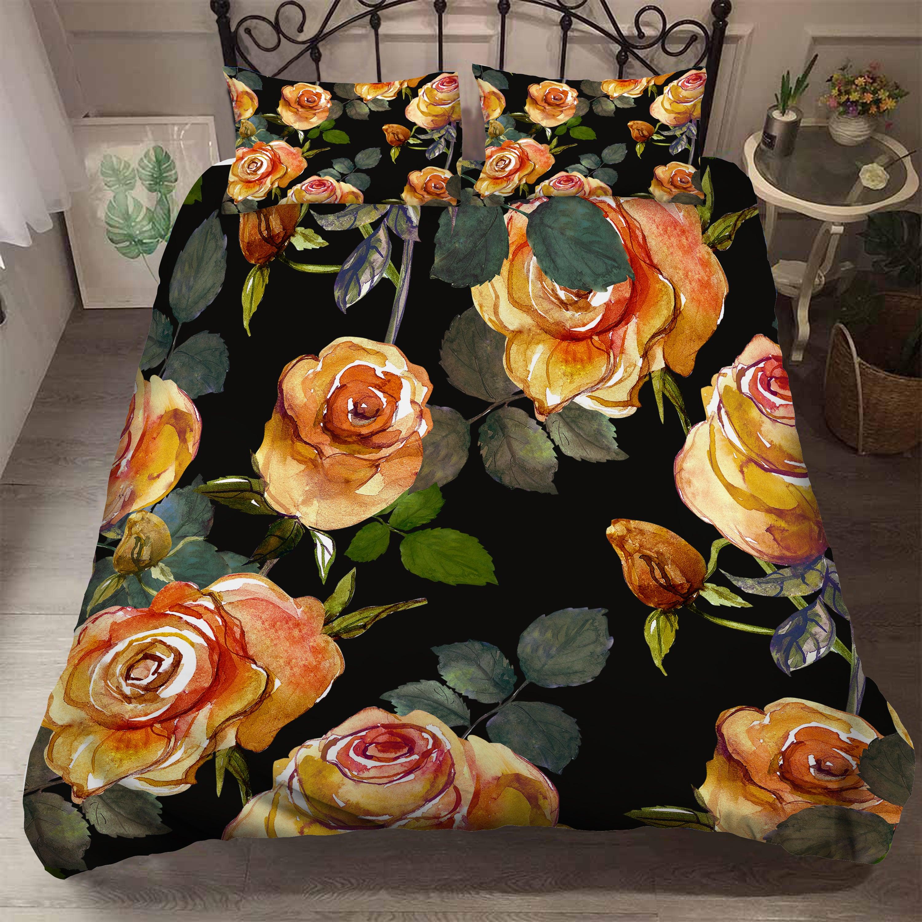 3D Yellow Rose Quilt Cover Set Bedding Set Pillowcases 59- Jess Art Decoration