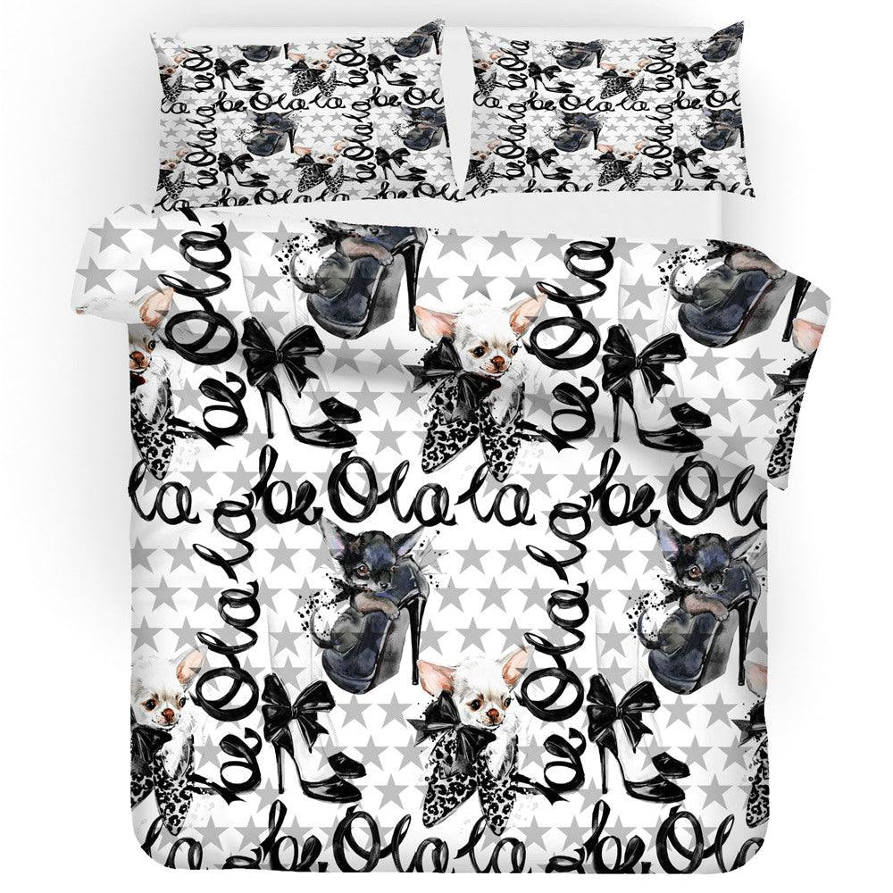 3D Abstract Cat High Heels Quilt Cover Set Bedding Set Duvet Cover Pillowcases 104- Jess Art Decoration