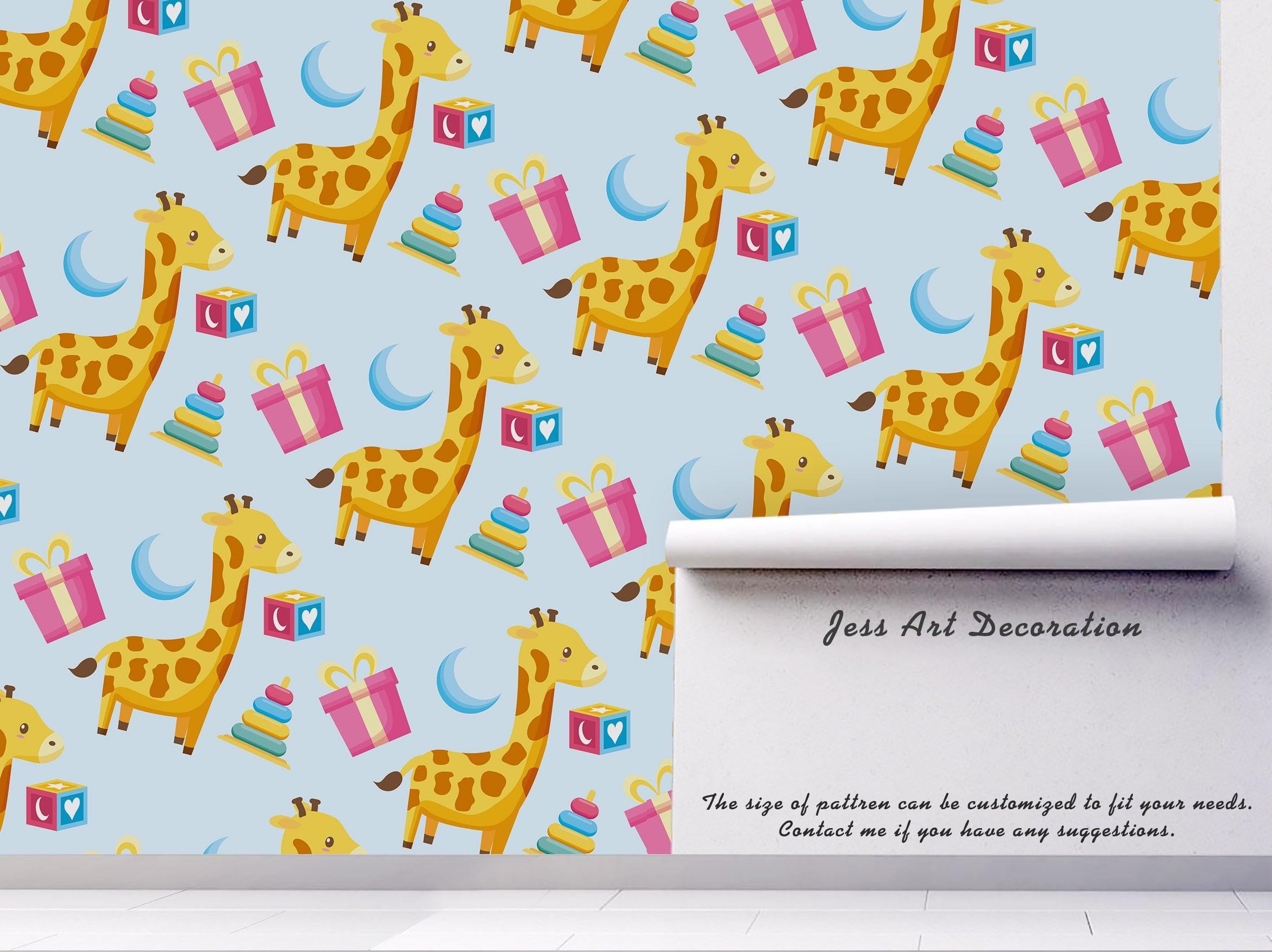 3D Cartoon Giraffe Gift Wall Mural Wallpaper 12- Jess Art Decoration