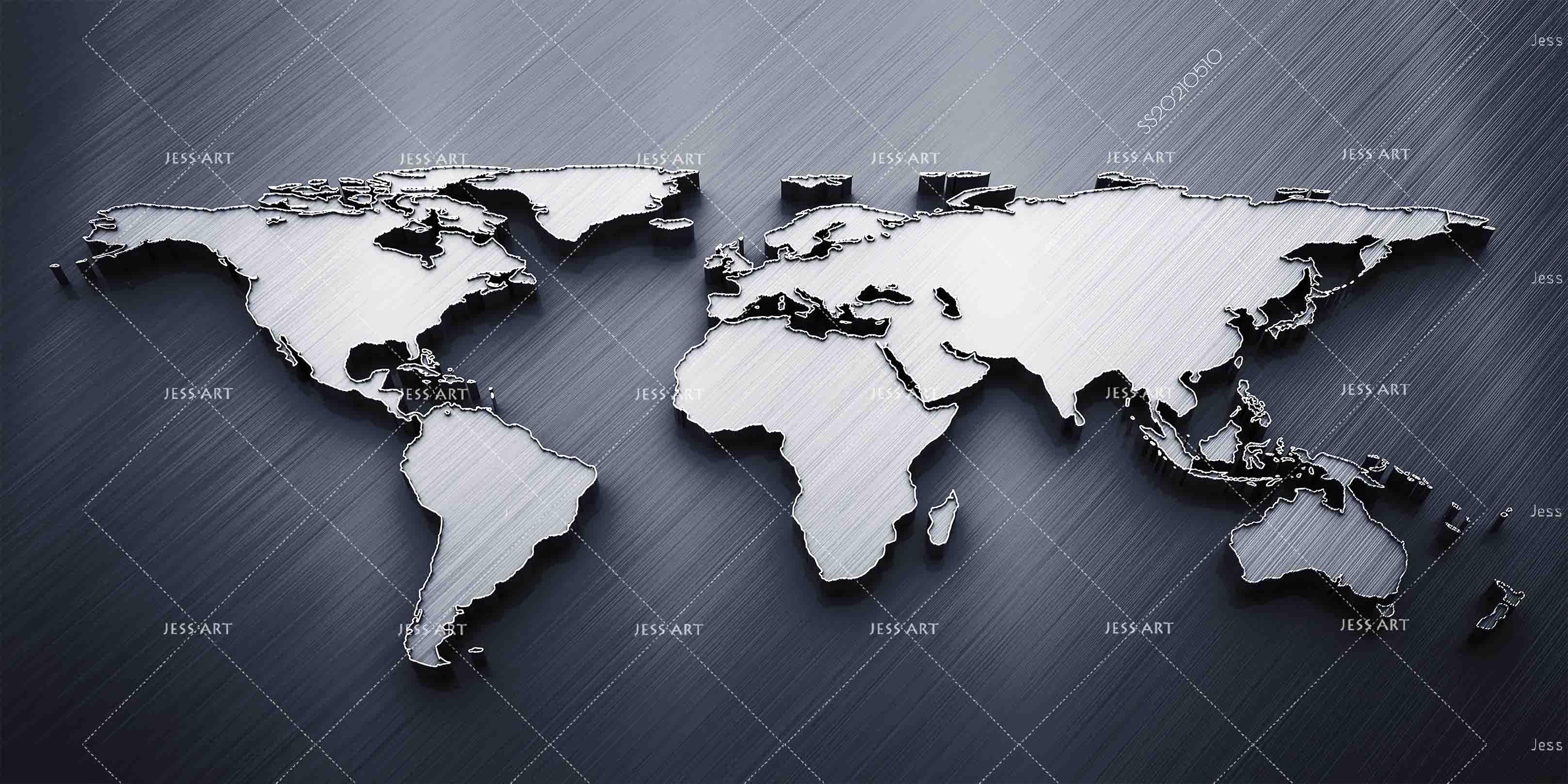 3D Grey World Map Wall Mural Wallpaper LQH 267- Jess Art Decoration