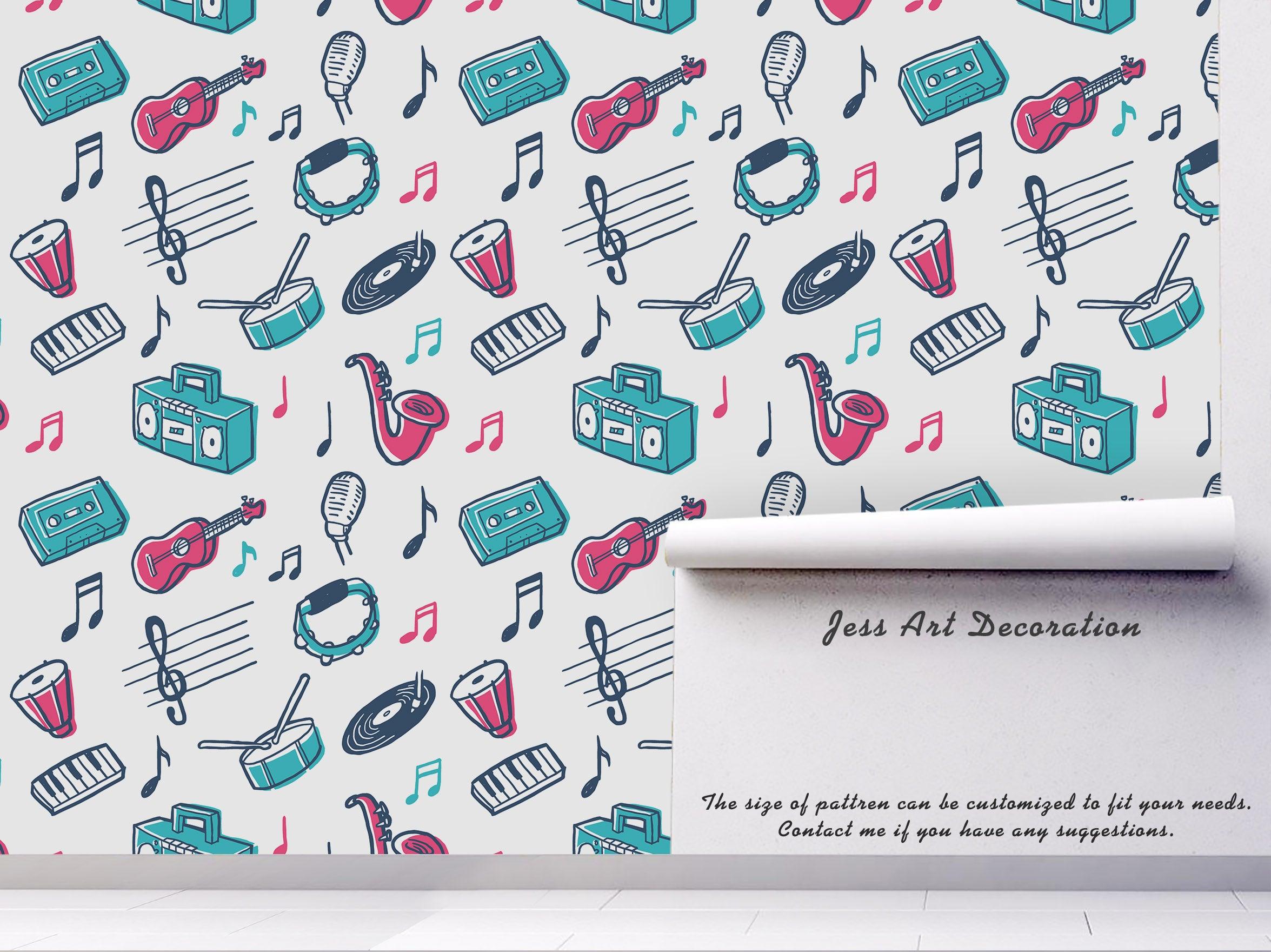 3D Colorful Musical Instrument Wall Mural Wallpaper 21- Jess Art Decoration