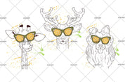 3D Cartoon Elk Giraffe Wall Mural Wallpaper 120- Jess Art Decoration