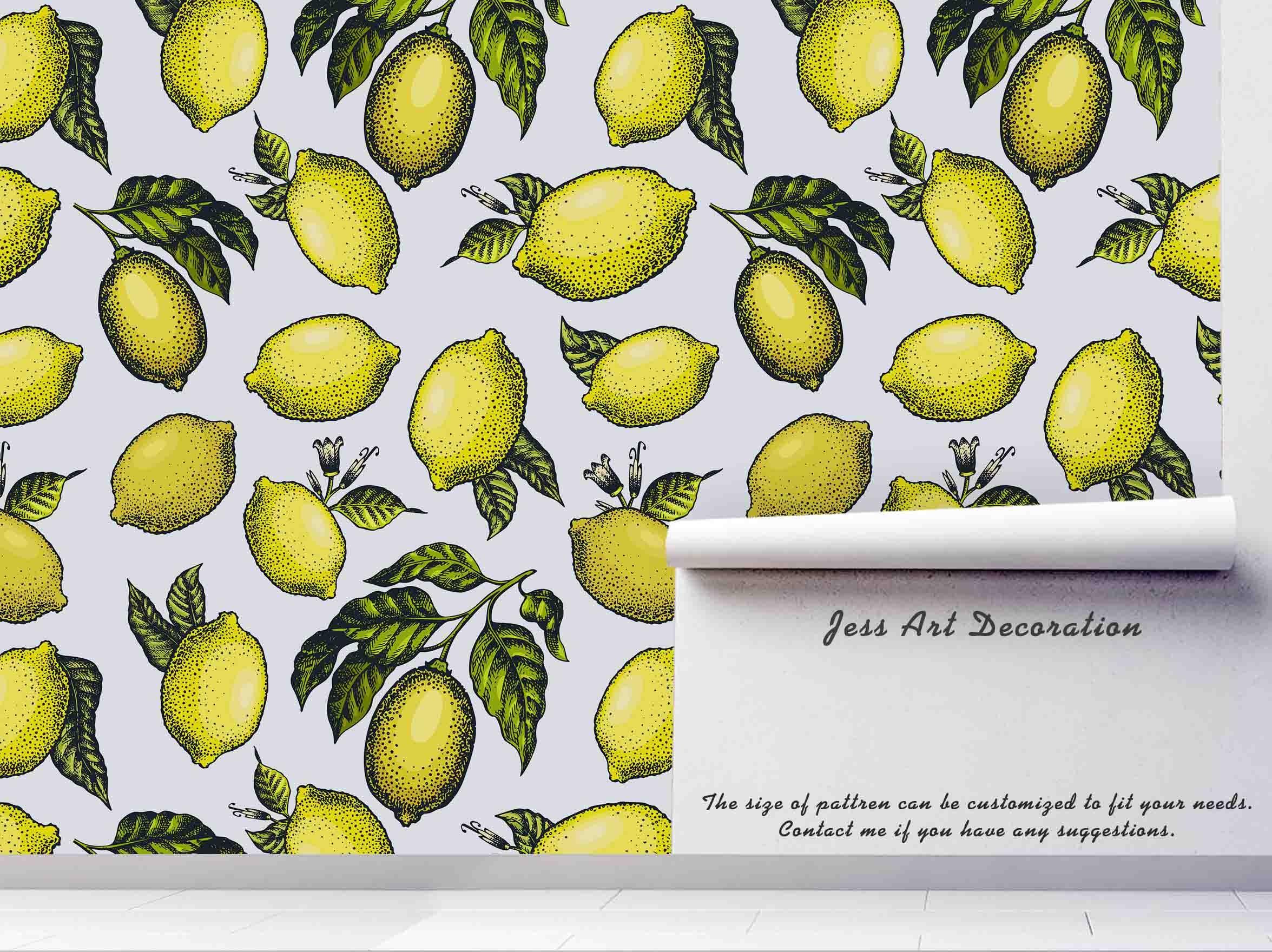 3D Yellow Lemon Wall Mural Wallpaper SF45- Jess Art Decoration