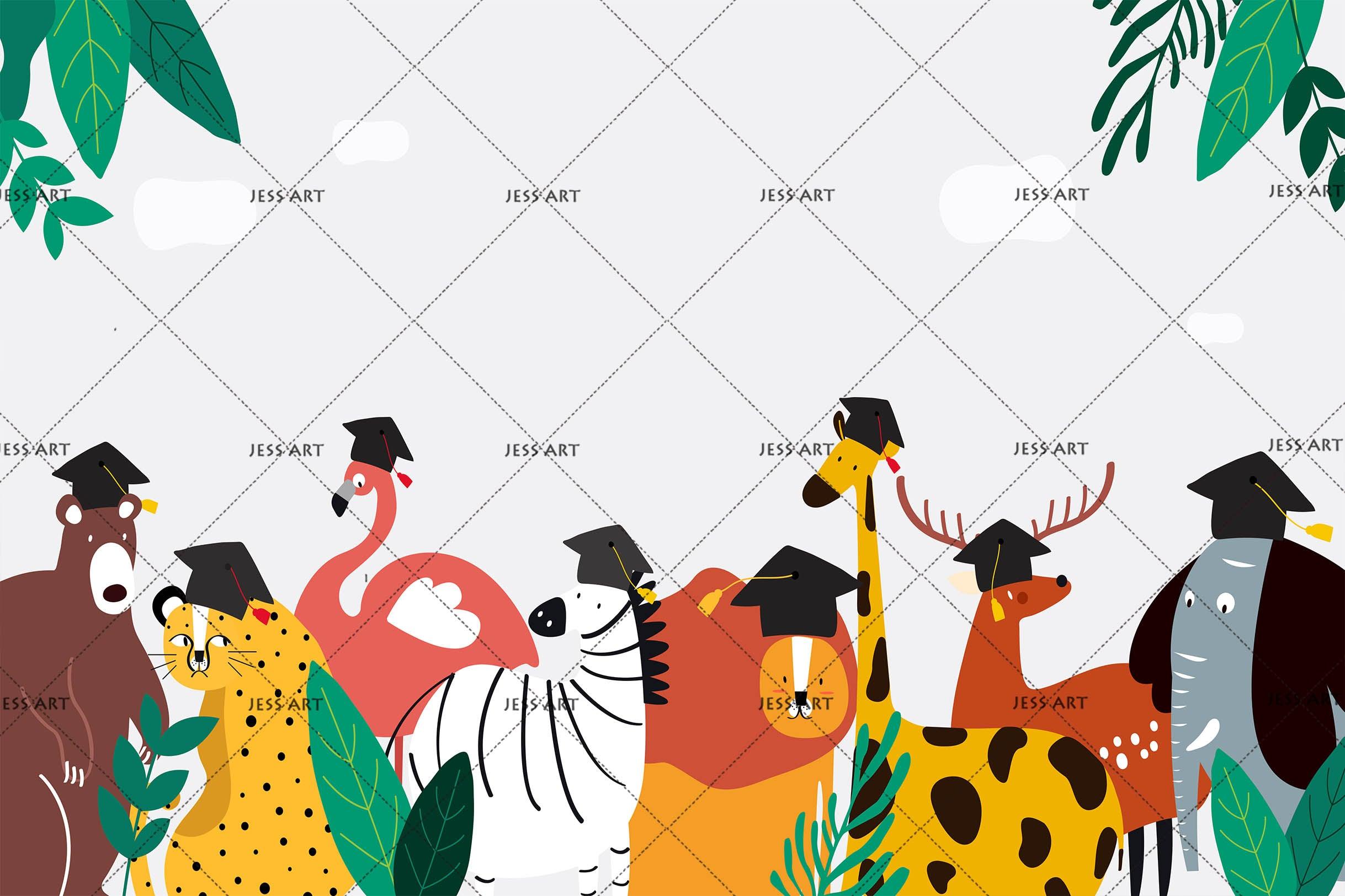 3D Cartoon Animal Wall Mural Wallpaper 135- Jess Art Decoration