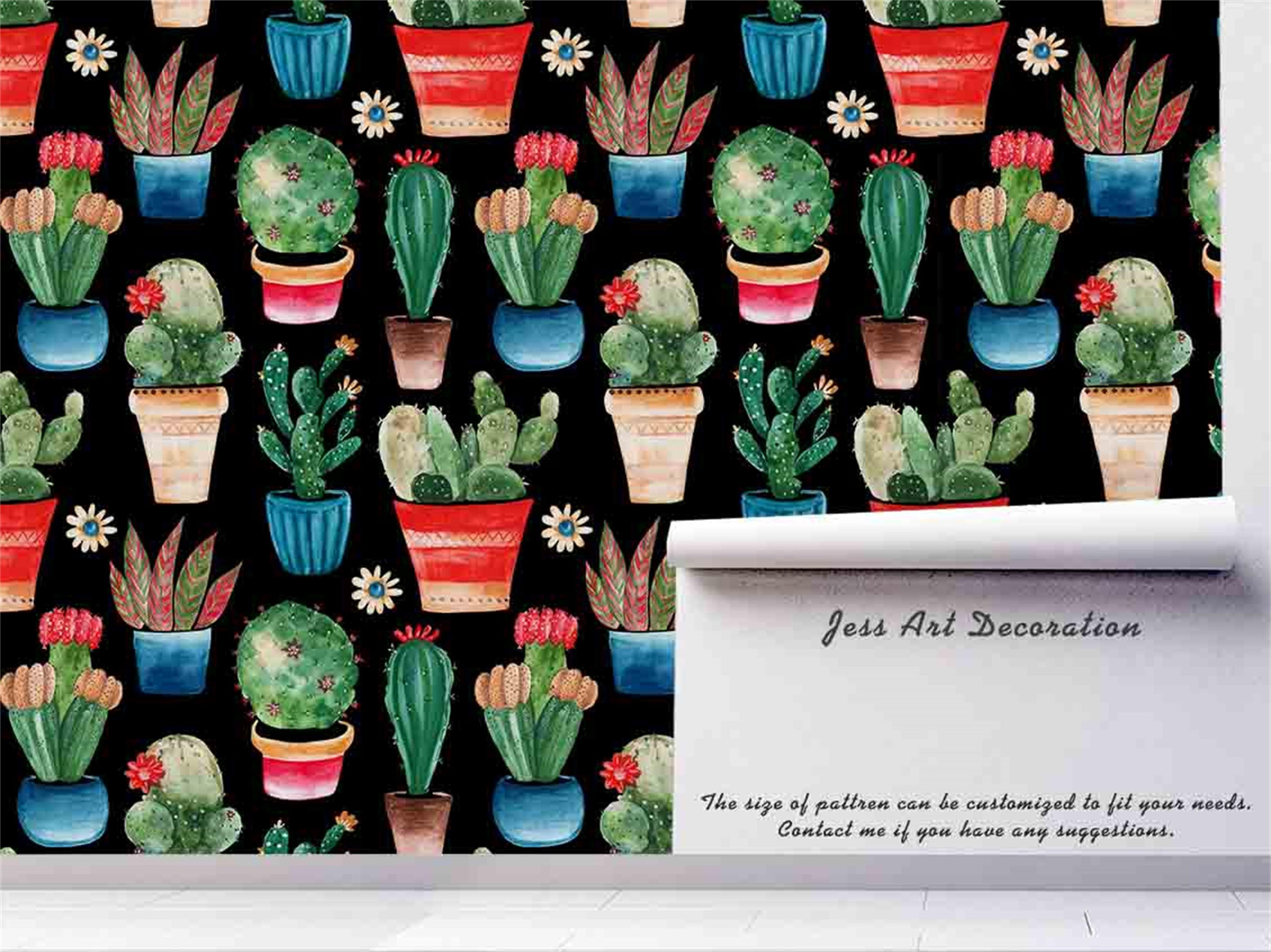 3D Hand Painted Cactus Wall Mural Wallpaper 40- Jess Art Decoration