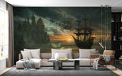 3D Fantasy Airship Landscape Wall Mural Wallpaper GD 400- Jess Art Decoration
