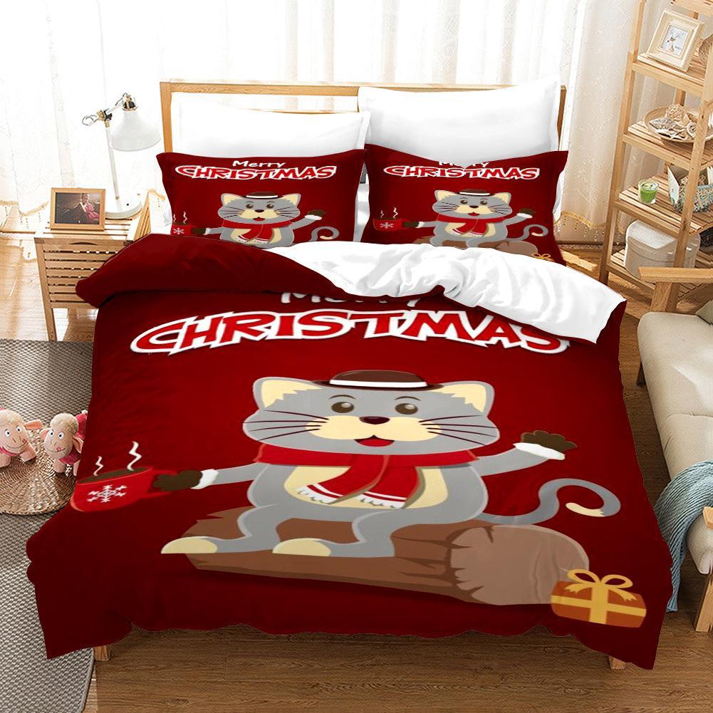 3D Merry Christmas Mouse Gift Quilt Cover Set Bedding Set Duvet Cover Pillowcases JN 3022- Jess Art Decoration