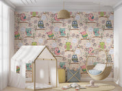 3D Cartoon Cute Owl Branches Floral Pattern Wall Mural Wallpaper GD 1259- Jess Art Decoration
